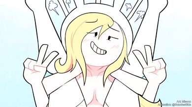 Fionna, Cake and Finn (Beachside Bunnies Miscon) get down and dirty in the sand