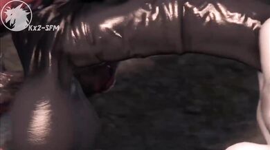 Beast-like Creature and Human Anthropomorphic Love Making in a Forest