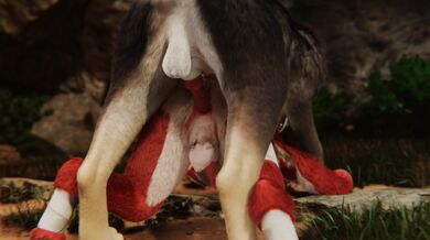 Masochistic man-beast submission to the hybrid goddess VonFluffington and her pack of gay wolves