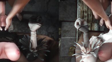 Double Licking the Lesbian Throats: A Split-Screen Throat Fuck