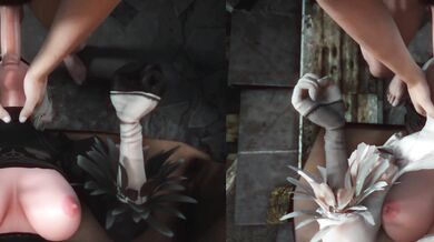 Double Licking the Lesbian Throats: A Split-Screen Throat Fuck