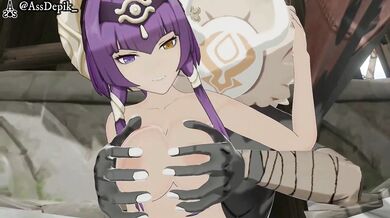 The Impact of Hentai Sex with Hilichurls Outside Camp Leaves Candace Genshin Cumming in Purple 3D Hair