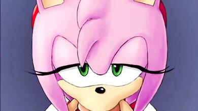Amy Rose and her friend suck your cock in a threesome with you, as you watch them do it to each other