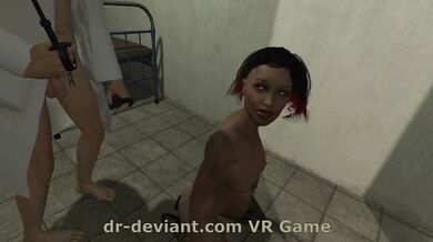 Watch as the sexy babe gets spanked and gives blowjobs in this VR Porn Game, Dr Deviant!