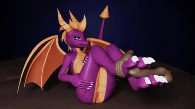 Busty Spyro Gets a Footjob from the [Flapcats] while Watching Hentai Anime