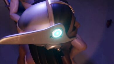 Mecha Sex Goddess Symmetra Rides a Steel Dildo