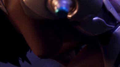 Mecha Sex Goddess Symmetra Rides a Steel Dildo