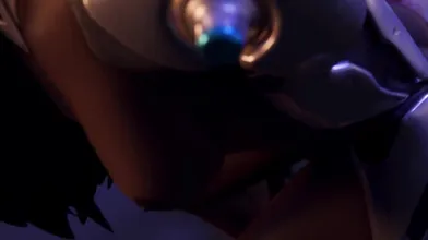 Mecha Sex Goddess Symmetra Rides a Steel Dildo