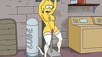 Belly Inflating Lisa Simpson and Her Dildo Machine