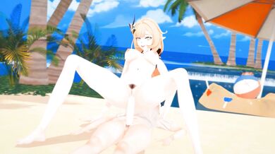 The Hentai Futa on the Beach: Elysia and Kianas Futanari Impact with Orange Hair 3D MMD Sex Scene