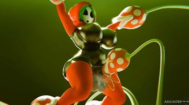 Big Breasted Babe with a Big Penis becomes Sucked Dry by Piranha Plants! as the plant life devours her assets and leaves her helplessly flaccid