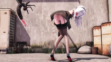 Busty babe Haku gets fucked by an insect in a dirty back alley (Goutouren)