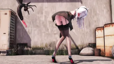 Busty babe Haku gets fucked by an insect in a dirty back alley (Goutouren)