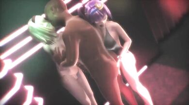 Sexy Asian girl with big tits and a tight ass gets fucked by two guys in the club bathroom