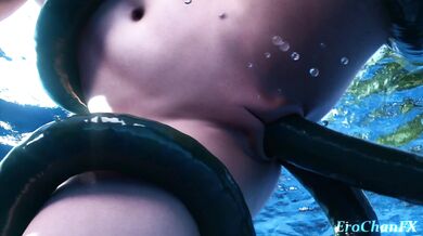 The forbidden love between Tifa and a tentacled sea creature in the deep blue ocean