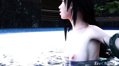 The forbidden love between Tifa and a tentacled sea creature in the deep blue ocean