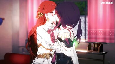 MILF Kafka has hot sex with Himeko in the forest [audio clip] HSR