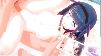 Ariana Grande, the Kemono Friends star, swims with a coelacanth in a tropical ocean