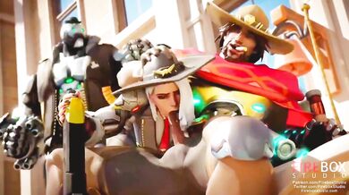 McCree gets an amazing blow job from Ashe in the hot firebox studio