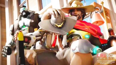McCree gets an amazing blow job from Ashe in the hot firebox studio