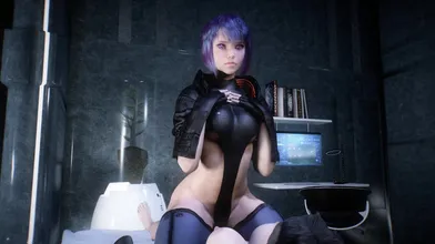 Watch as Motoko gets fucked by a giant robotic penis in this steamy sex scene!