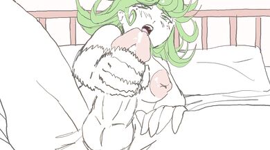 This is a hentai PORN video about a young girl named Tatsumaki who masturbates with a papaya while overdosing on drugs