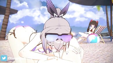 Horny Siren sucks her mates cock while sunbathing