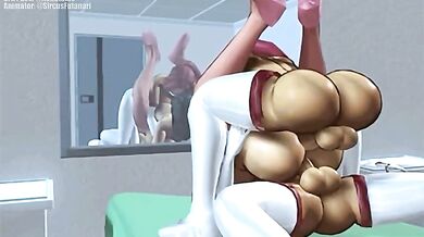 The Hottest Nurses Bathroom Break! 3 Sexy Nurses take a Relief after a Busy Night Shift