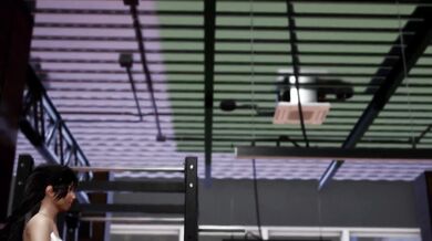 Busty Blonde Bombshells Take on a Ripped Trainers Rock-Hard Dong