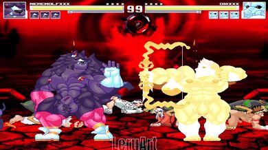 The battle of the werewolves versus the onis in a MUGEN arena, number 11