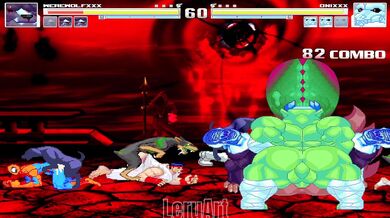 The battle of the werewolves versus the onis in a MUGEN arena, number 11
