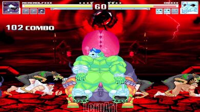 The battle of the werewolves versus the onis in a MUGEN arena, number 11