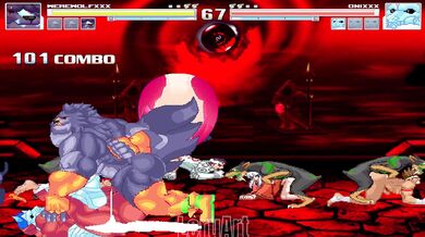 The battle of the werewolves versus the onis in a MUGEN arena, number 11