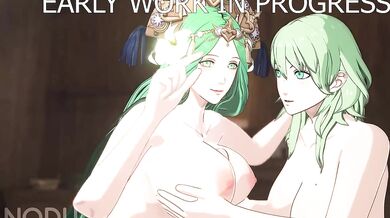 Watch as Rhea and Byleth get intimate in this smoking hot blowjob and paizuri scene from Fire Emblem