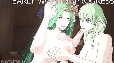 Watch as Rhea and Byleth get intimate in this smoking hot blowjob and paizuri scene from Fire Emblem