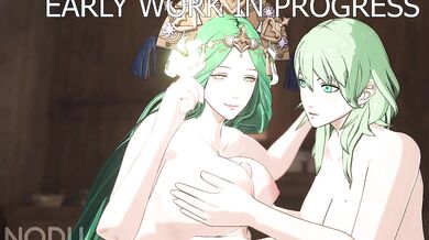 Watch as Rhea and Byleth get intimate in this smoking hot blowjob and paizuri scene from Fire Emblem