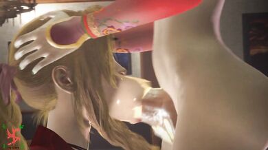 Aerith, a futa Terra and sexy SFM slayer, gives an intense blowjob