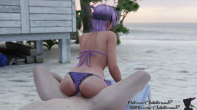 Ayane gets fucked on the beach by a mysterious stranger, Chibiterasu17