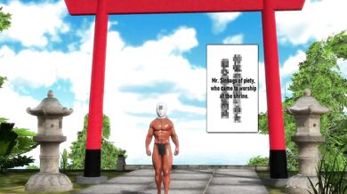 Reimu was sleeping on the edge of the shrine