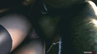 Cassie, a beautiful elf warrior, faces off against a towering orc in the mystical realm of 26RegionsSFM Who will come out on top?