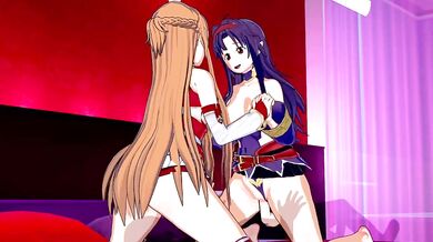Watch Asuna and Yuuki join forces in a steamy threesome adventure!