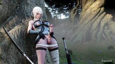 Watch Futa Kaine masturbate while being taken by CovahK in this hot hentai video!