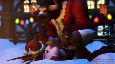 A Tauren warrior and a Night Elf mage engage in passionate lovemaking at the runic lodges of Azeroth