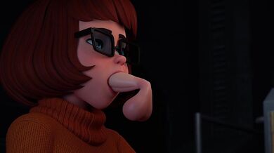 Scooby-Doos Velma Dinkley Gets a Red Moaning Blowjob