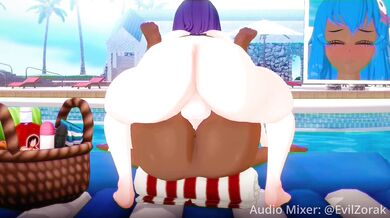 Reworded as: Deliciousness and Cotton Tail Get Fucked by the Pool in Mating Pressure