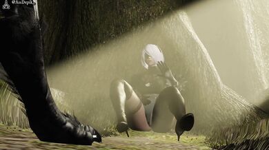 The werewolf takes the beautiful Yorha from behind as she moans in pleasure!