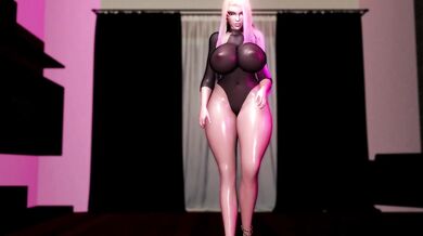 A horny Ahri is pleasuring herself with a vibrating dildo while watching her favorite anime