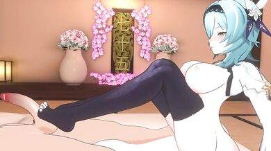 Eula Gets a Footjob in her Pantyhose while Playing Genshin Impact