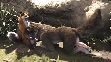 An animated lesbian threesome between a fox and wolf? Wow, that sounds like a hot animation!