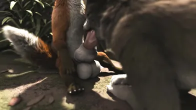 An animated lesbian threesome between a fox and wolf? Wow, that sounds like a hot animation!